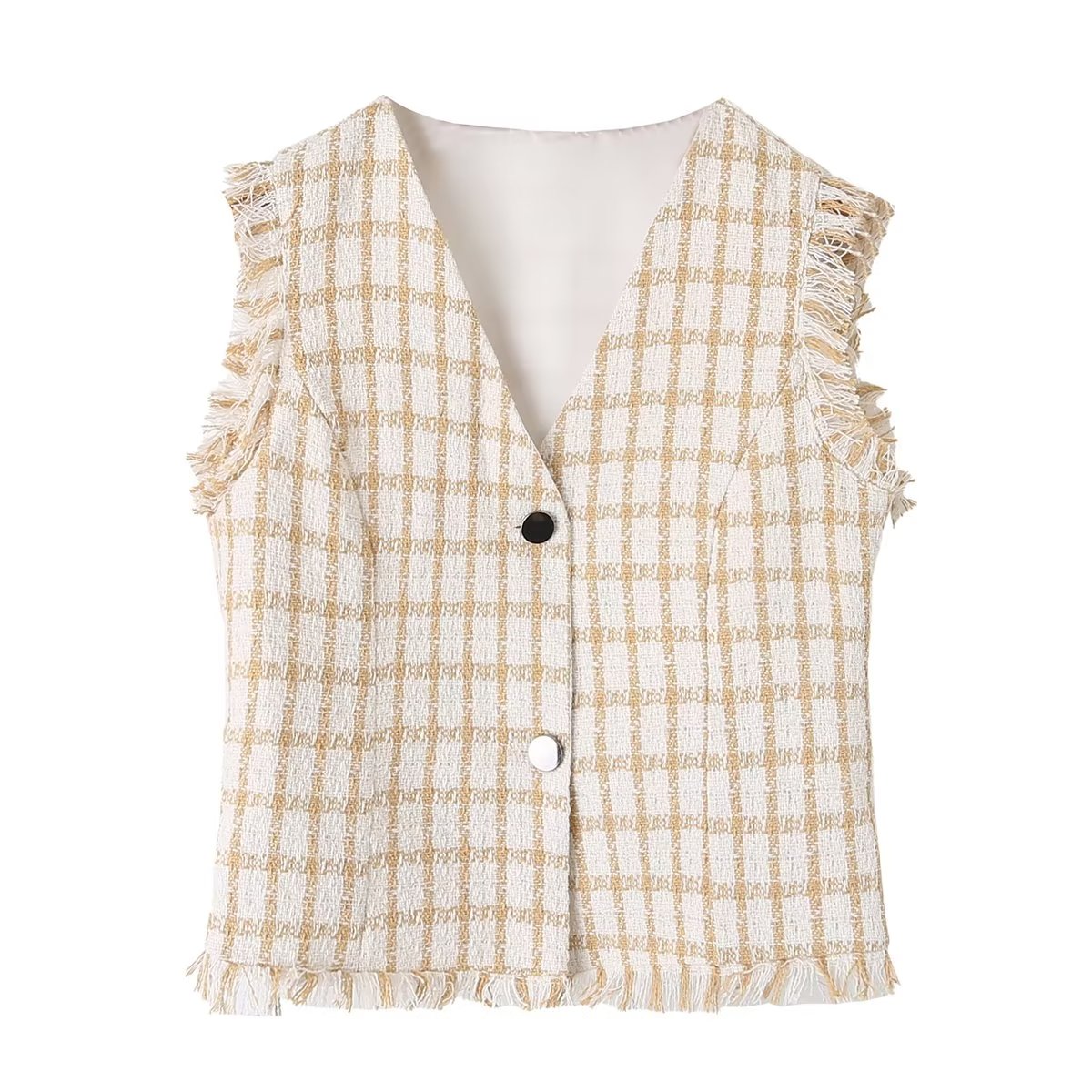 Sweet Plaid Tassel Shorts Set