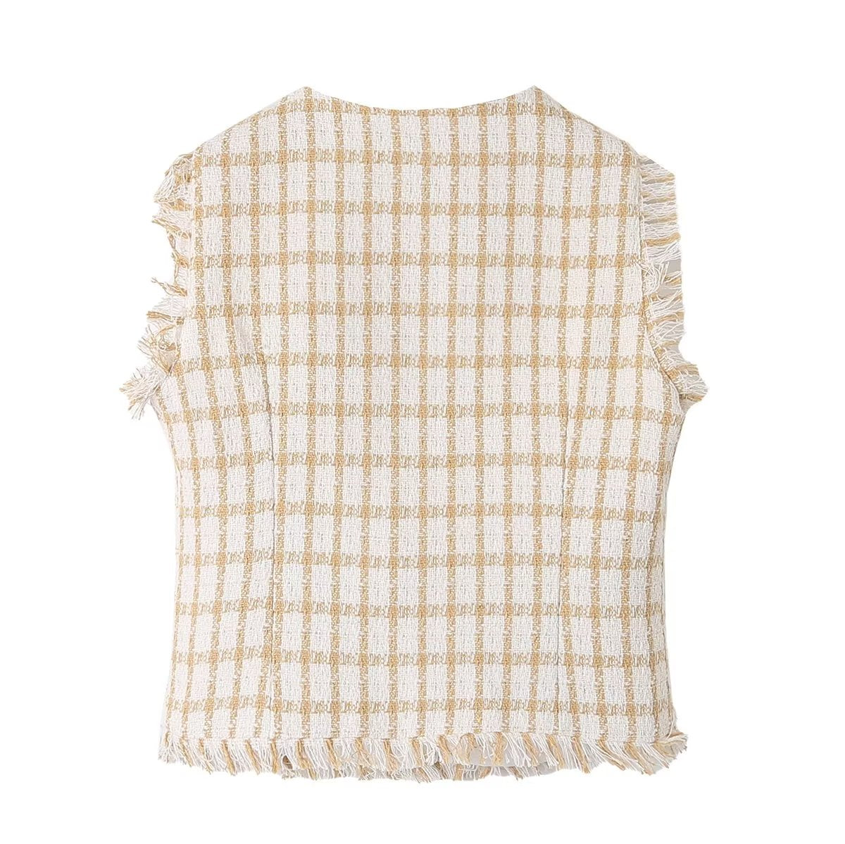 Sweet Plaid Tassel Shorts Set