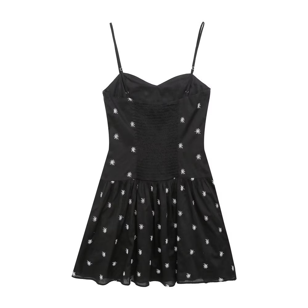 Heart Collar Black Daisy Mini Dress