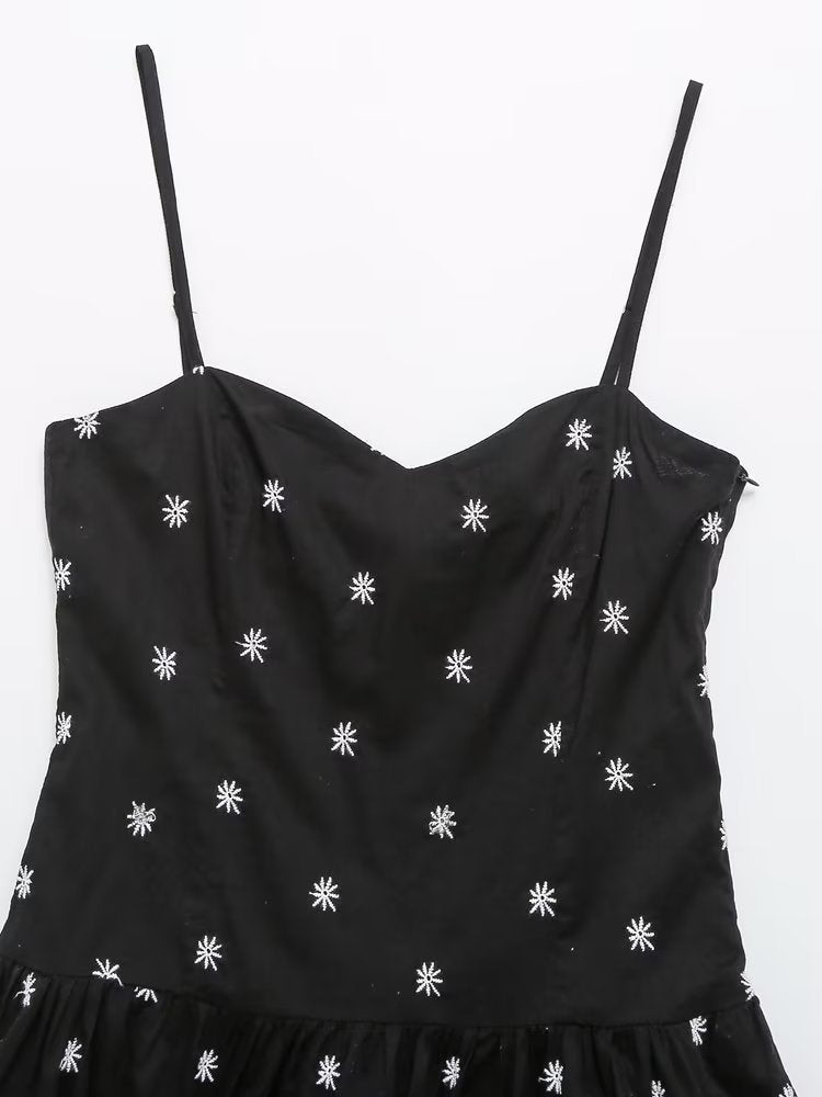 Heart Collar Black Daisy Mini Dress