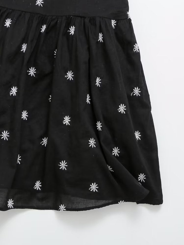 Heart Collar Black Daisy Mini Dress