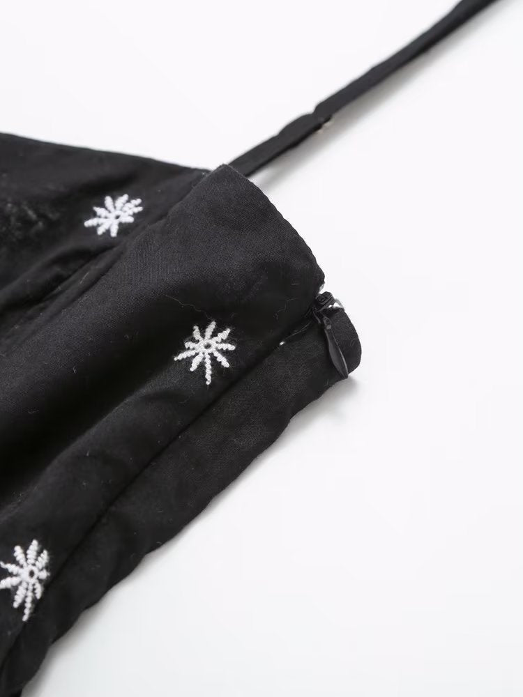 Heart Collar Black Daisy Mini Dress