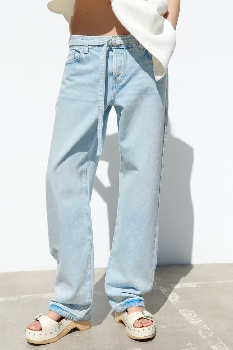 Light Blue Wide Leg Jeans pants