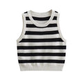 Striped Black White Jacquard Knitted Camis