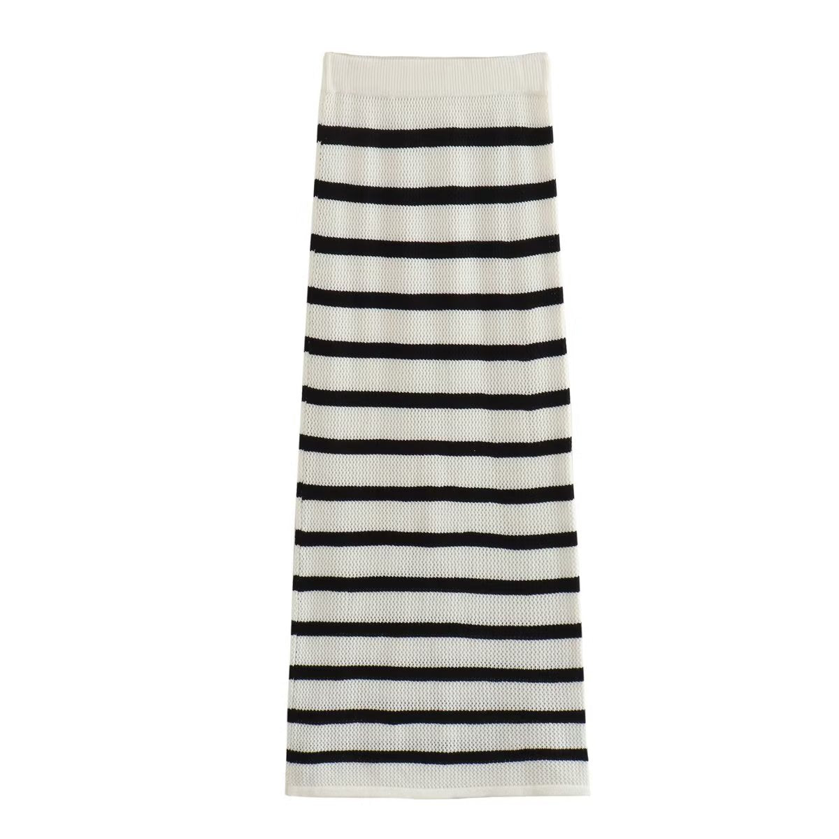 Classic Style Stripe Knitted Top & Skirt Sets