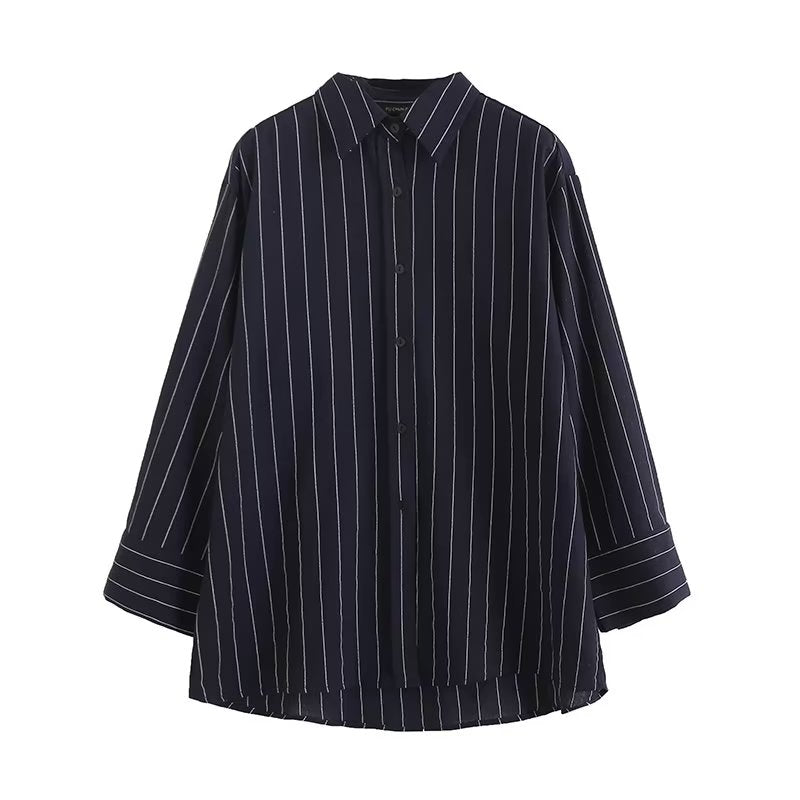 Loose Design Striped Long Sleeve Shirt