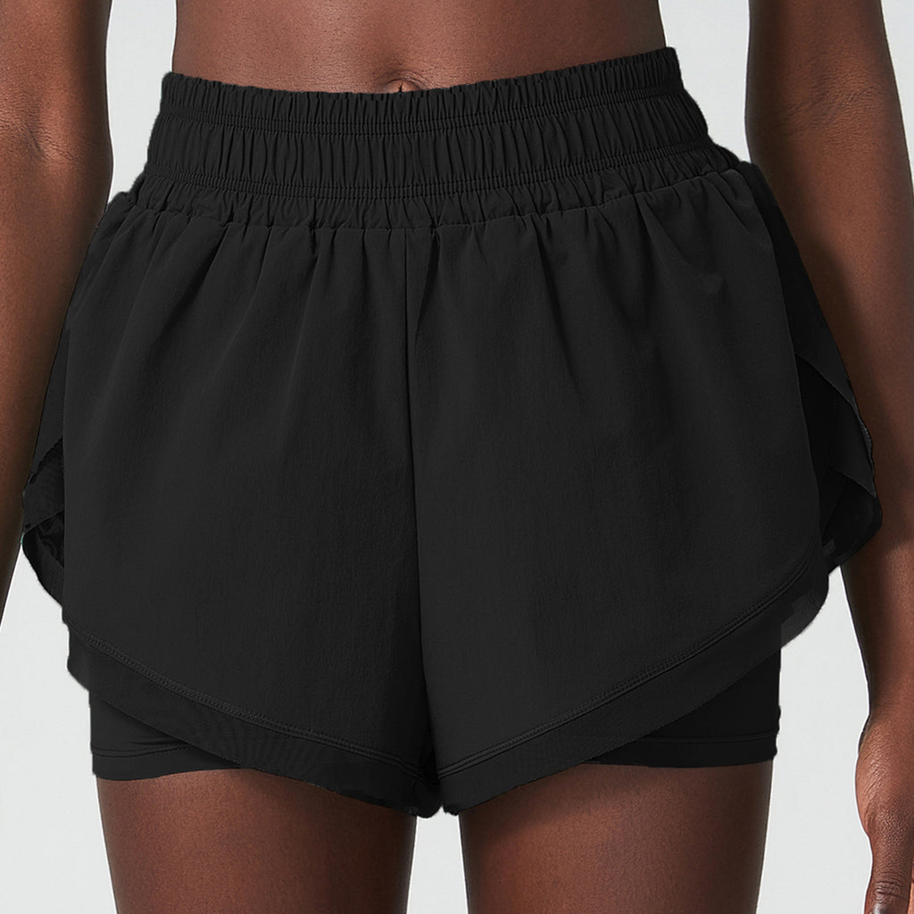 Cold Cover Loose False Two Pieces Sports Shorts Women Anti Exposure Ice Feeling Fitness Yoga Shorts