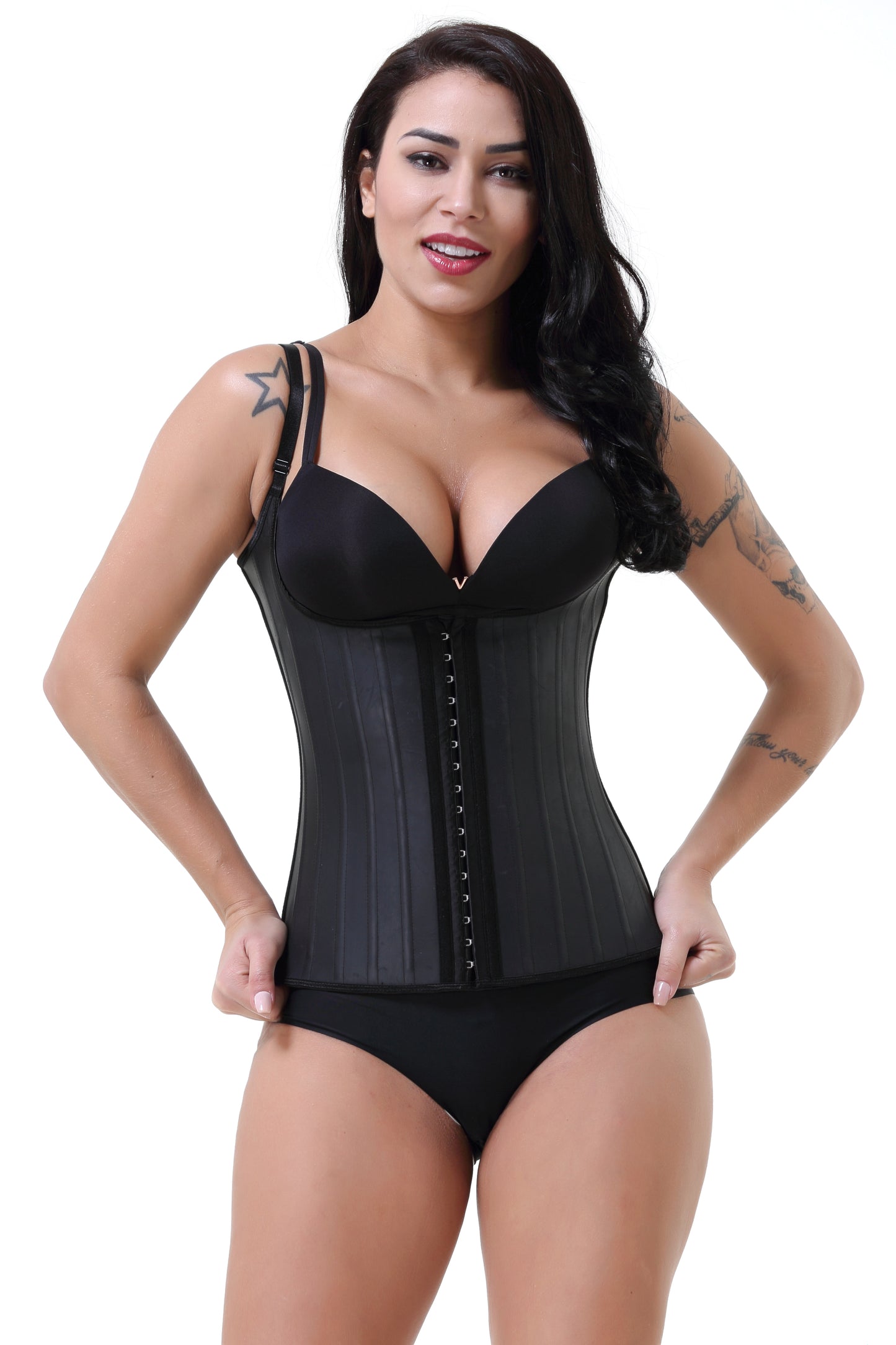 Latex Zipper Spaghetti Strap Corset