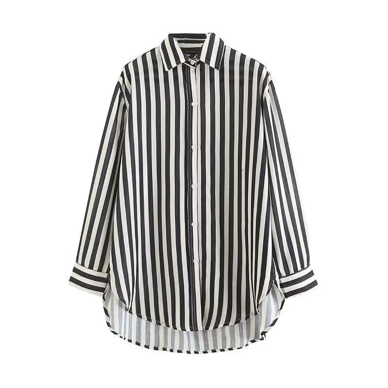 Loose Stripe Printed Long Sleeve Shirt