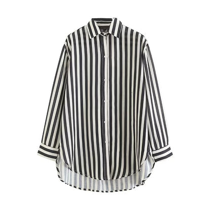 Loose Stripe Printed Long Sleeve Shirt