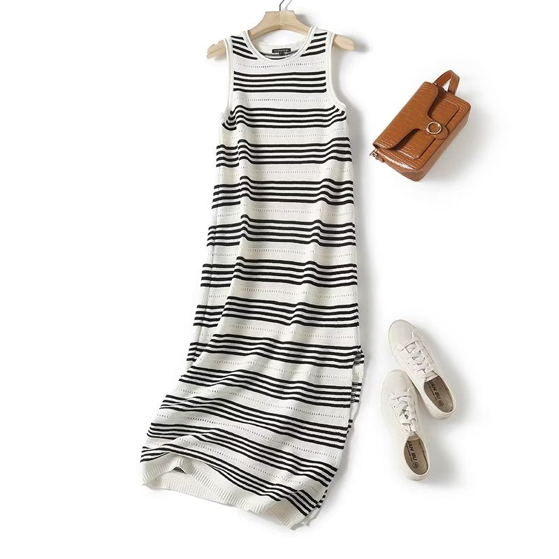 Striped Knitted Maxi Dress