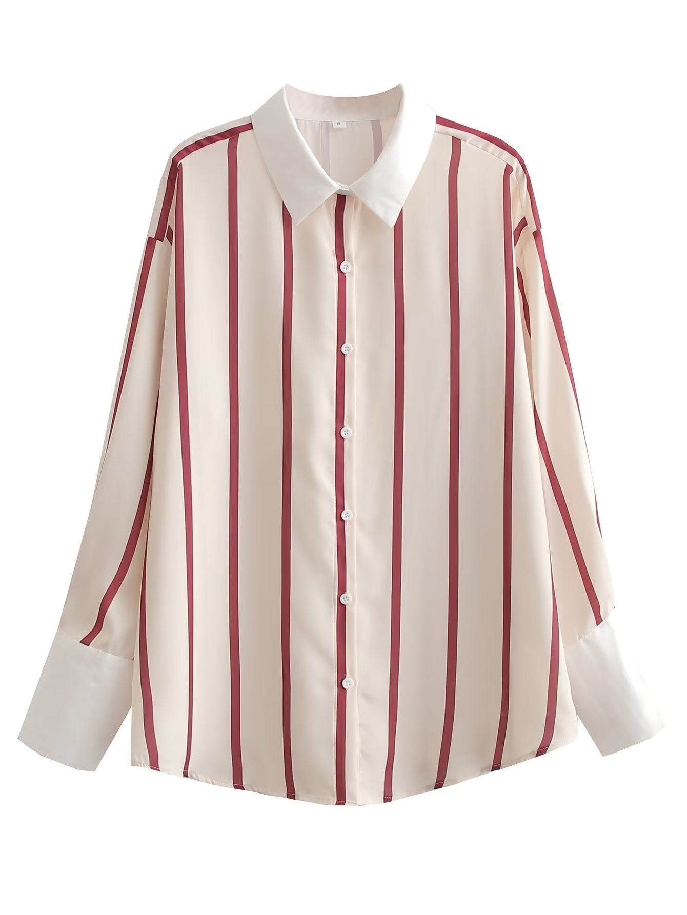 Loose Lapels Striped Long Sleeve Top