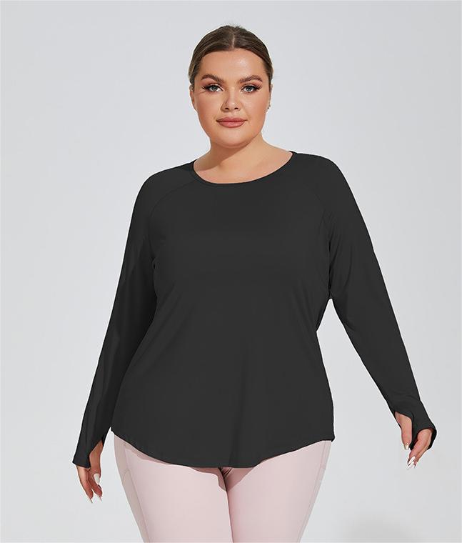 Plus Size Loose Long Sleeve Active Topa