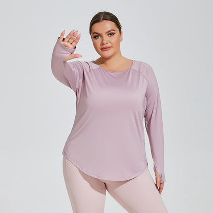 Plus Size Loose Long Sleeve Active Topa