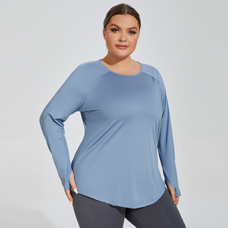 Plus Size Loose Long Sleeve Active Topa