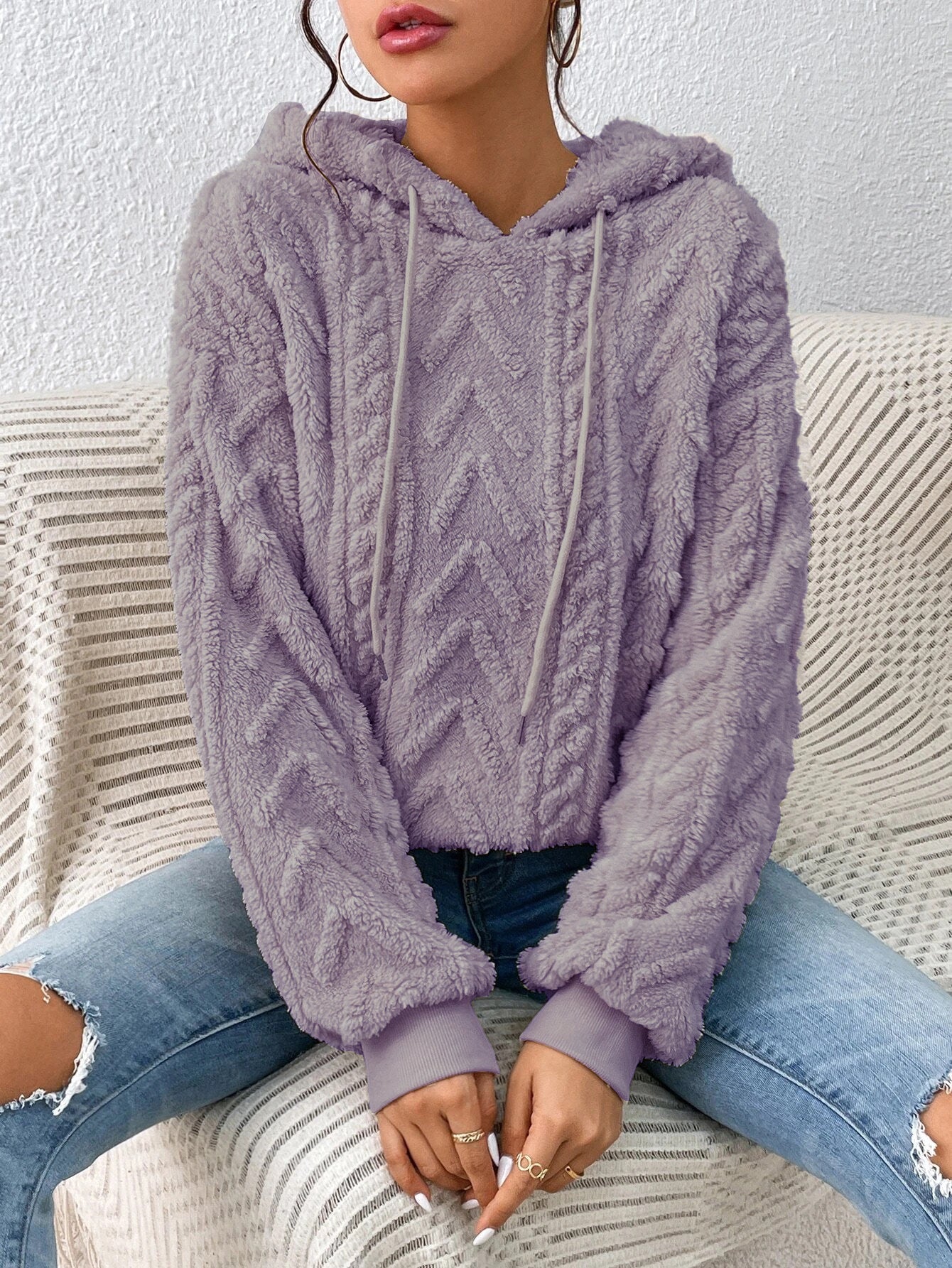 Flannel Hooded Loose Plush Sweater