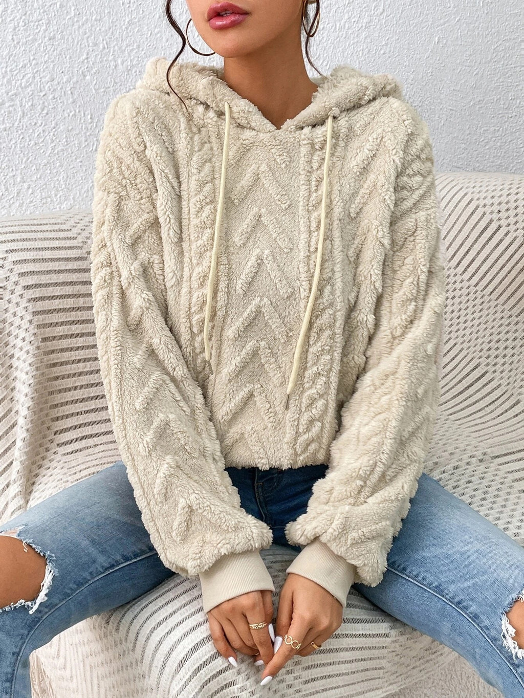 Flannel Hooded Loose Plush Sweater