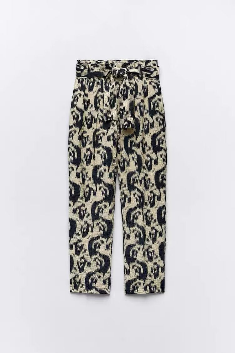 Animal Print Loose Casual Pants