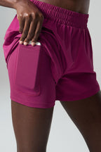 Loose Faux Two-Piece Sports Shorts | Hidden Pocket Yoga Shorts