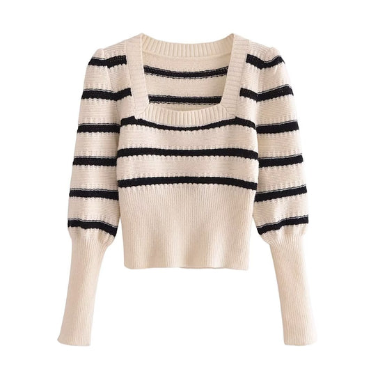 Striped Puff Sweater