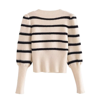 Striped Puff Sweater