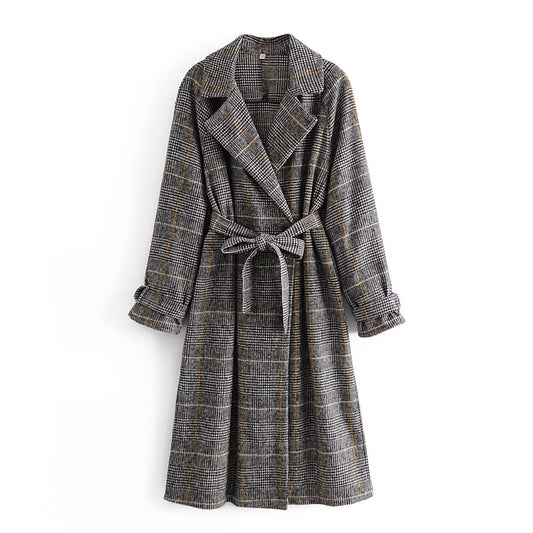 Collared Plaid Overcoat