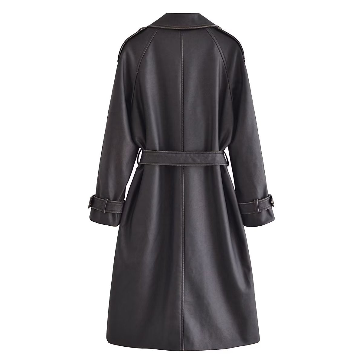 Faux Leather Trench Coat