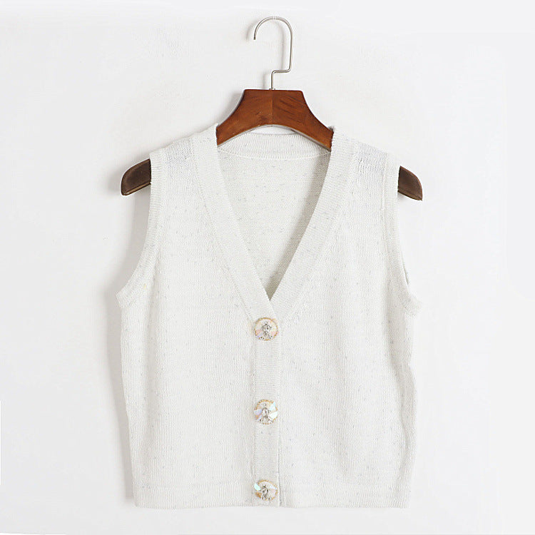 Classic Three Buttons V Neck Sweater