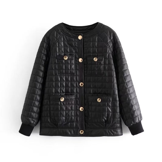 Metal Plaid Quilted Line Pressing Jacket