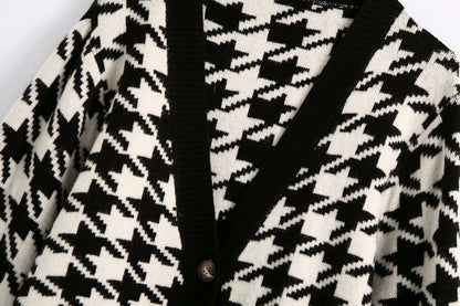 Houndstooth coat sweater cardigan