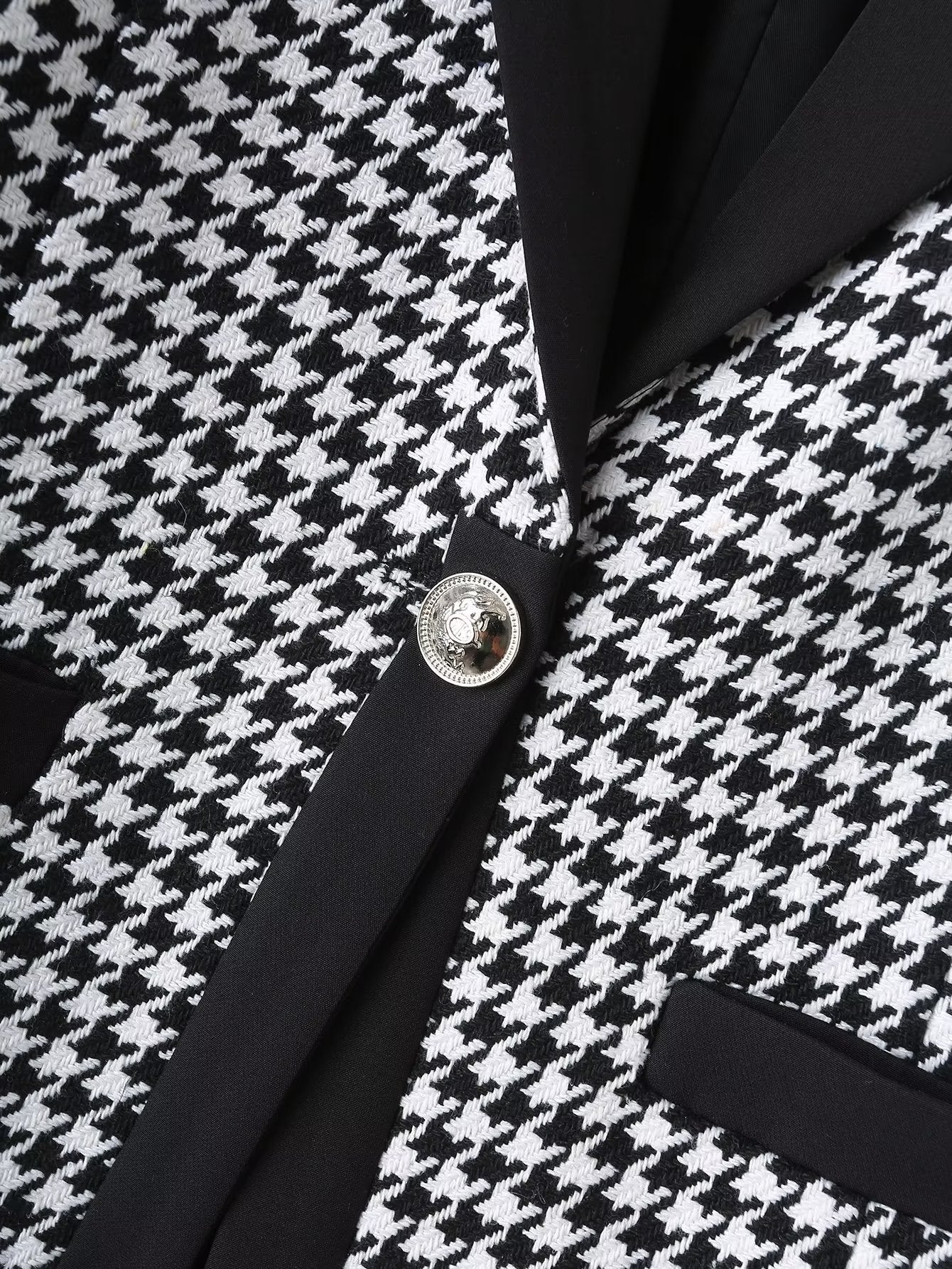 Classic Checkered Pattern All Match Short Office Blazer
