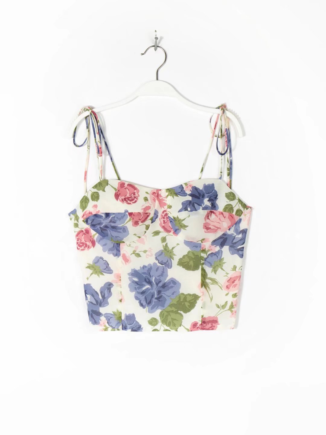 Summer Floral Spaghetti Strap Backless Top