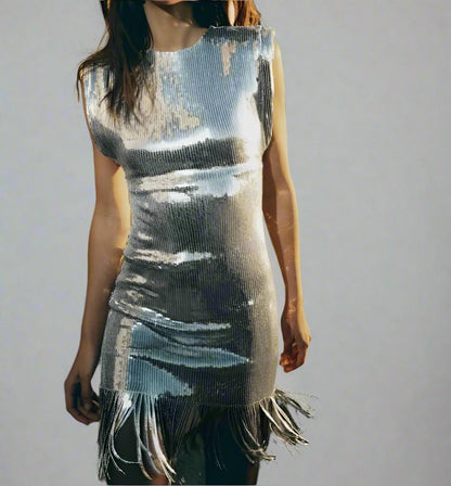 Backless Metallic Dress