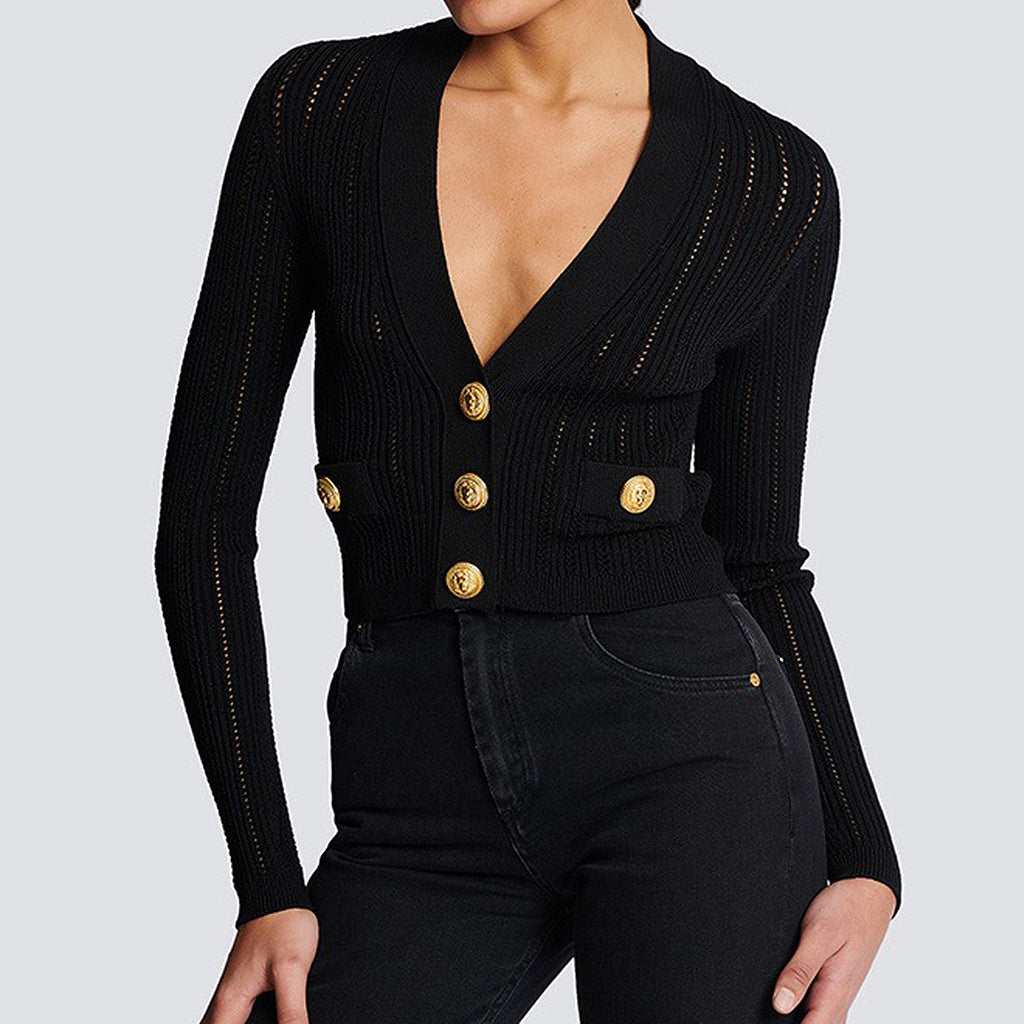 Classic Gold Button Sweater