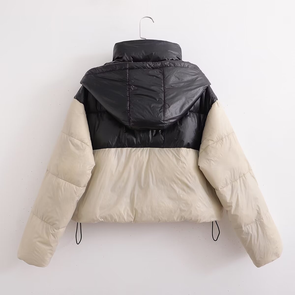 Thick Contrast Hooded Cotton Padded Jacket