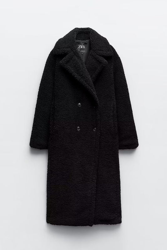 Black Wool Teddy Coat