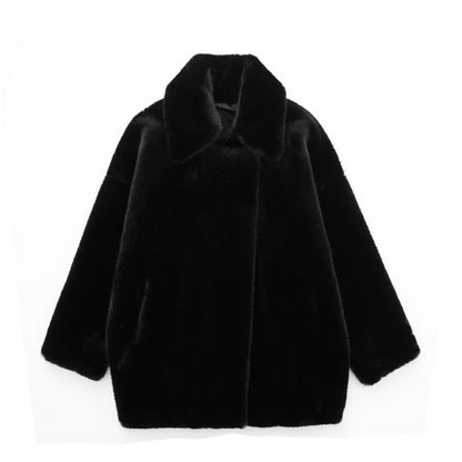 Winter Women Clothing Loose Black Jacket Coat