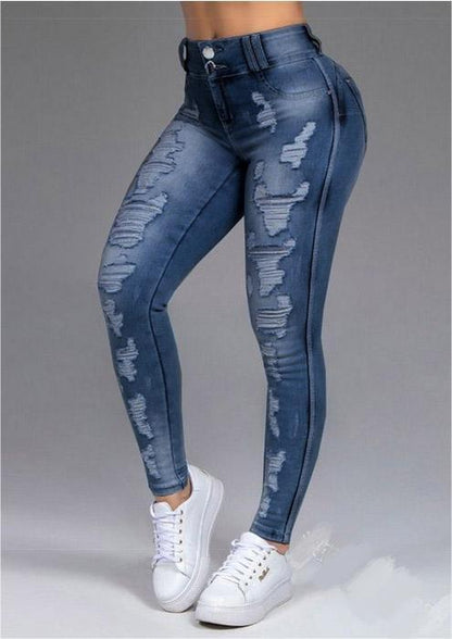 Ladies Ripped Slimming Stretch Jeans