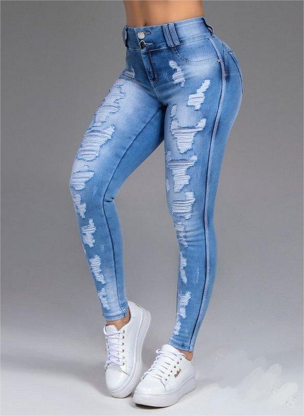 Ladies Ripped Slimming Stretch Jeans