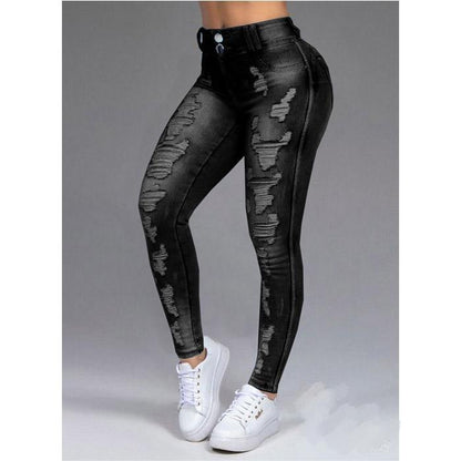 Ladies Ripped Slimming Stretch Jeans