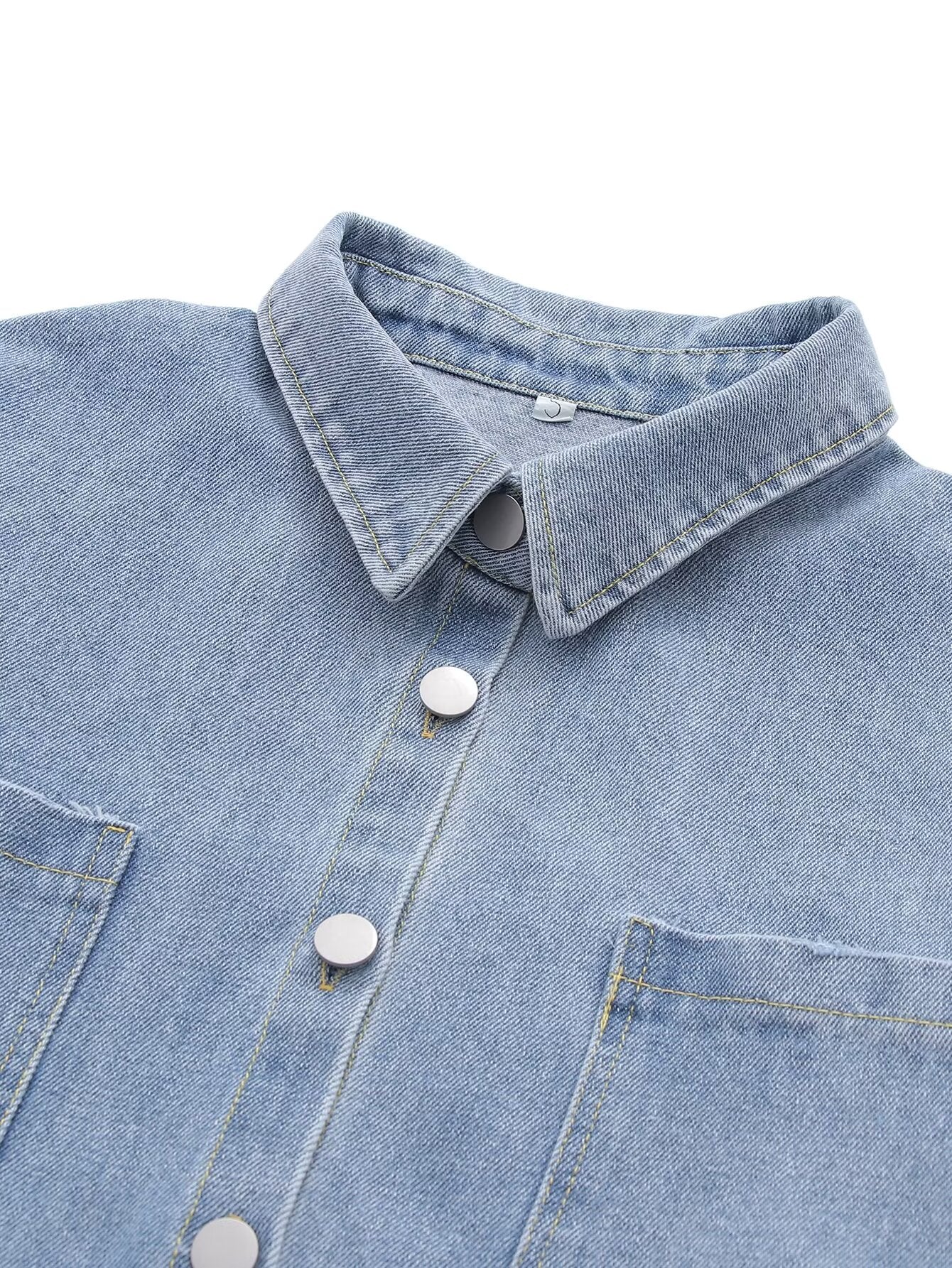 Chic Polo Long Sleeve Denim Shirt