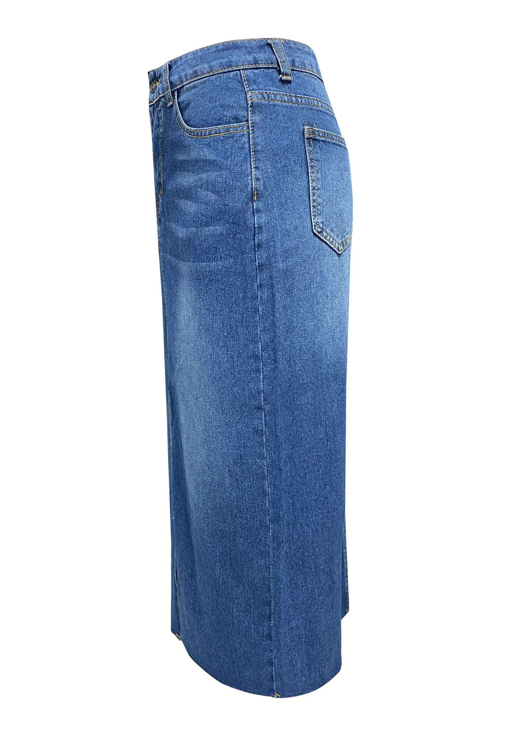 Split Denim A Line Skirt