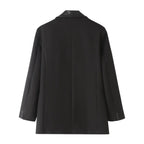 Faux Leather Single Button Pocket Slim Blazer