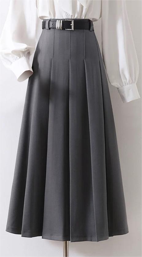High Waist Slimming Pleated A line Skirt
