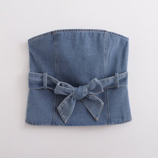 Bow Denim Vest