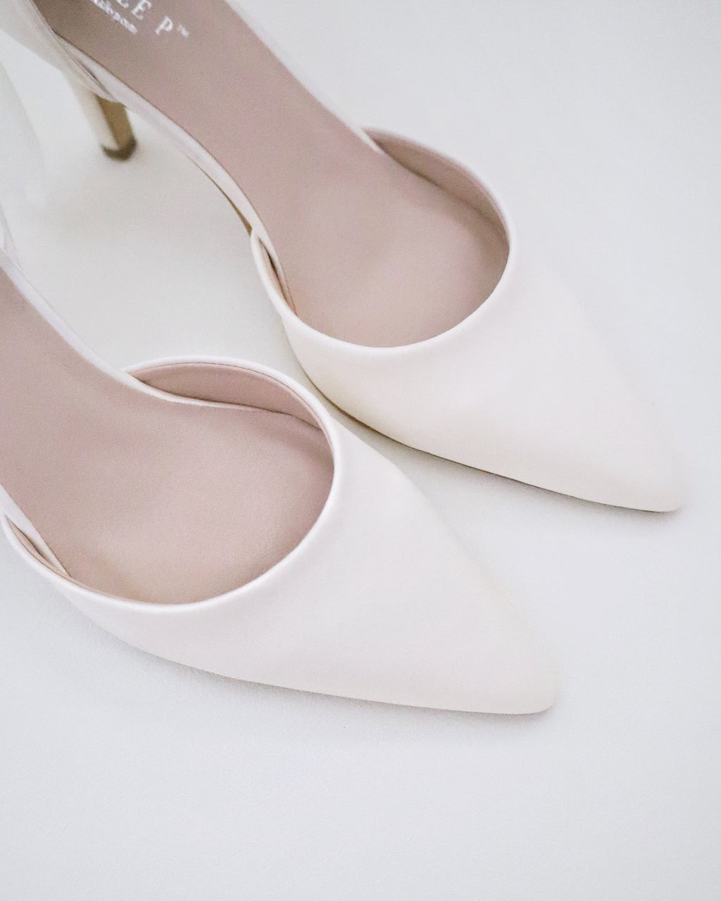 Satin Wedding Heels with Rhinestones Strap