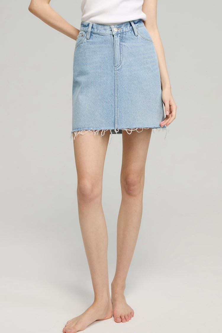 V-Waist Denim Mini Skirt HJ811