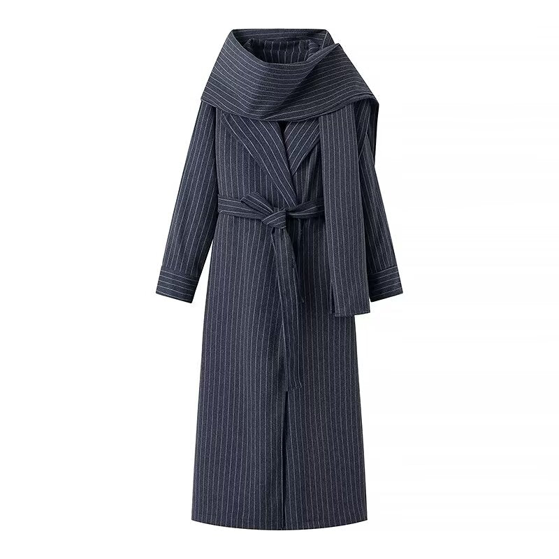 Mid Length Trench Coat With Scarf