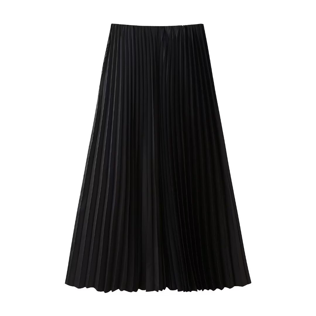 Satin Pleated Skirt