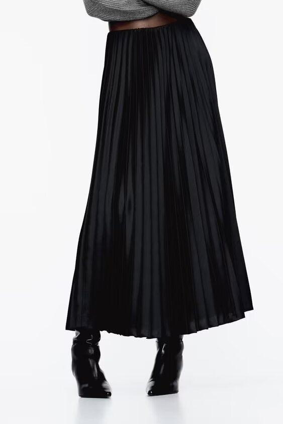 Satin Pleated Skirt